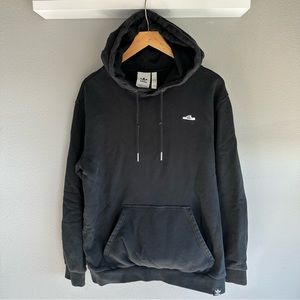 Adidas Black Sweatshirt Hoodie with mini embroidered Superstar trainer. US Large